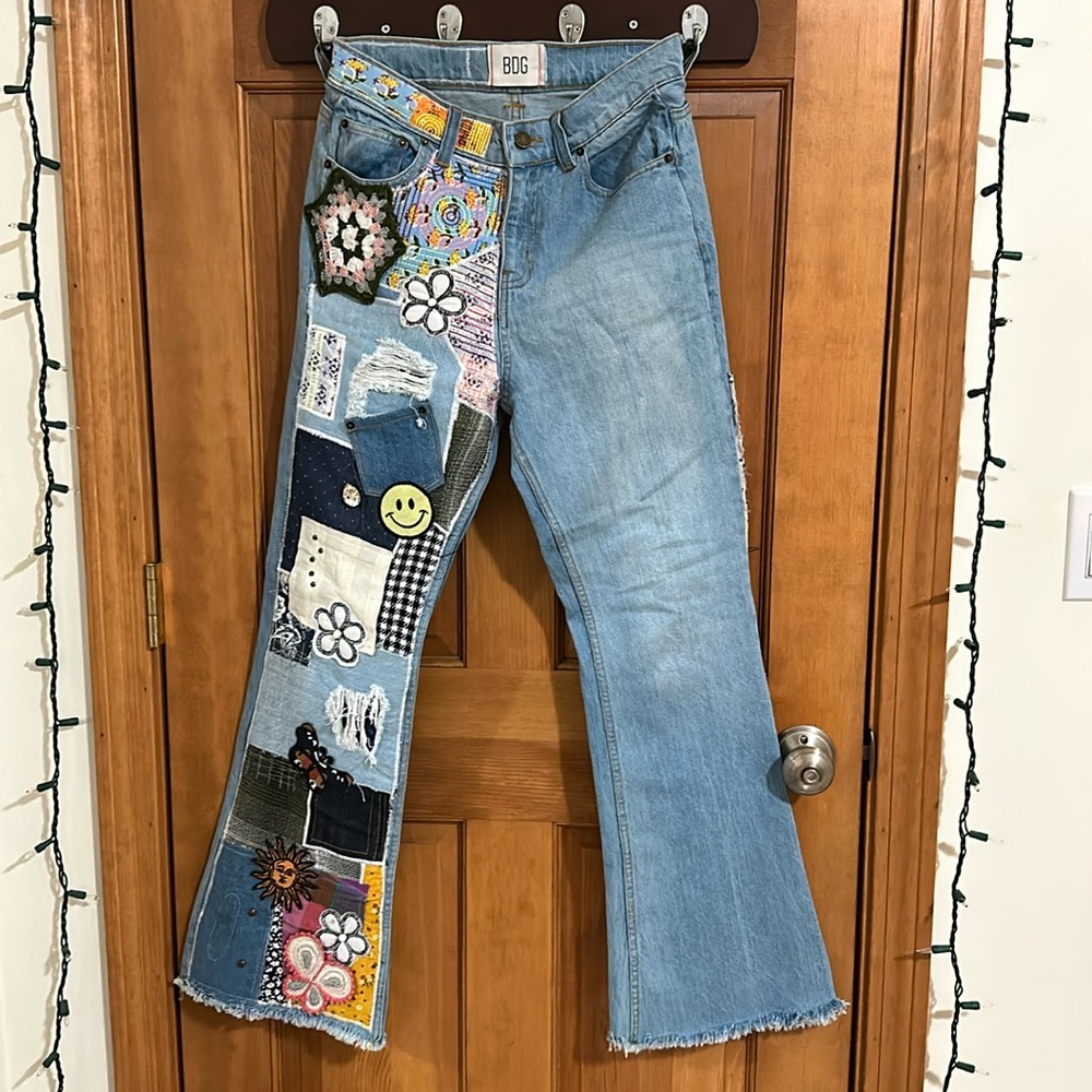 Urban Outfitters embroidered and patched jeans